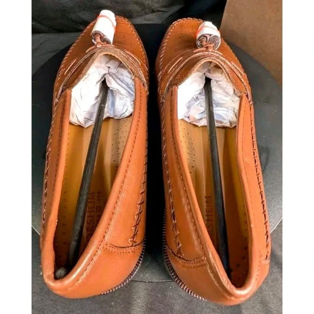 NIB~Florsheim Pisa 18469 Cognac Leather Croc Print Tassel Loafers~Men's Size 8 D